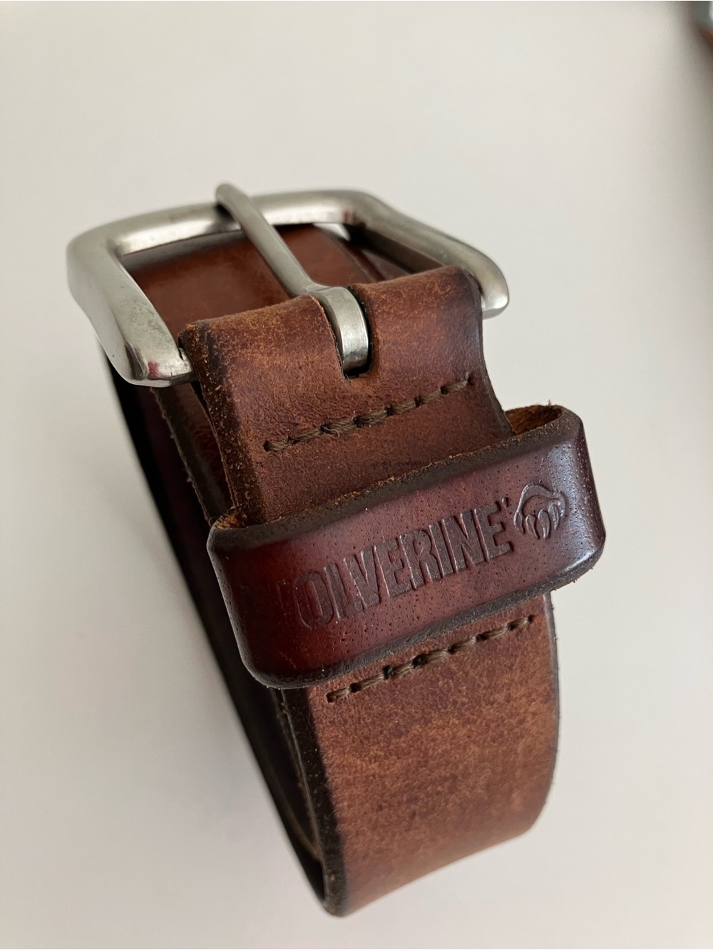 Wolverine 36 Leather Belt Brown with Silver Buckle